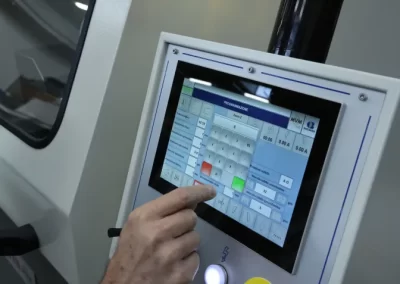 Machine programming and functions control, by panel PC with touch screen display, and PLC